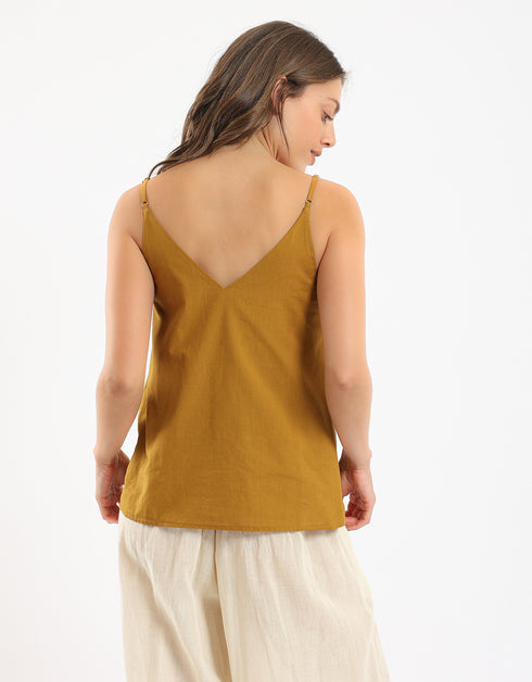 Top in cotton thin straps with a V-neckline